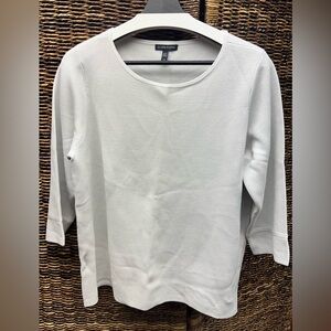 Eileen Fisher-Women's Cream 3/4 Sleeve Top- Silk/Organic Cotton, Large‎